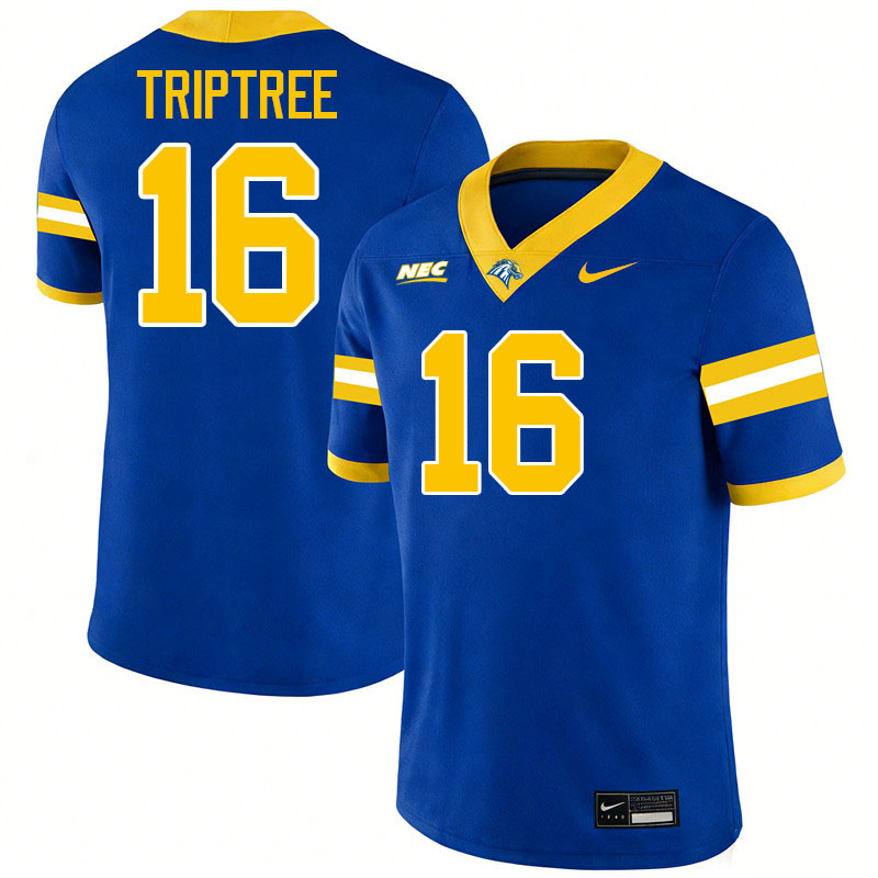 New Haven Chargers #16 Jake Triptree College Football Jerseys,Uniforms Stitched-Blue